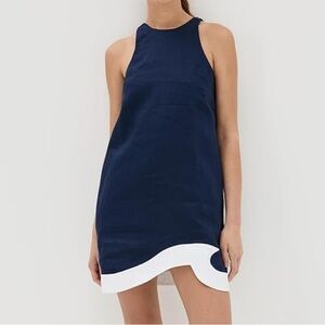 STAUD Allori Dress in Navy & White